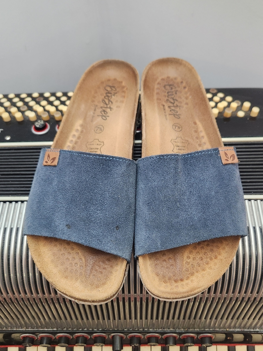 BIOSTEP BLUE SUEDE SLIDES SIZE 7.5